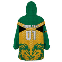 Personalised Jamaica Football Wearable Blanket Hoodie Reggae Girlz Lion Sporty Style - Wonder Print Shop