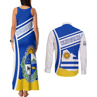Uruguay Couples Matching Tank Maxi Dress and Long Sleeve Button Shirts Uruguayan Coat Of Arms - Wonder Print Shop