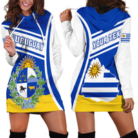 Personalised Uruguay Hoodie Dress Uruguayan Coat Of Arms - Wonder Print Shop
