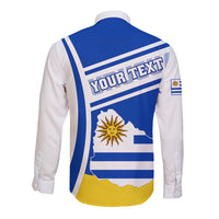 Personalised Uruguay Long Sleeve Button Shirt Uruguayan Coat Of Arms - Wonder Print Shop
