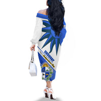 Uruguay Independence Day Off The Shoulder Long Sleeve Dress Uruguayan Sol de Mayo Special Version - Wonder Print Shop