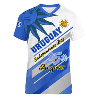 Uruguay Independence Day Women V Neck T Shirt Uruguayan Sol de Mayo Special Version - Wonder Print Shop