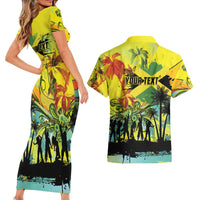 Personalized Jamaica Sleng Teng Riddim Couples Matching Short Sleeve Bodycon Dress and Hawaiian Shirt Booyaka Booyaka - Wonder Print Shop