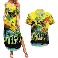 Personalized Jamaica Sleng Teng Riddim Couples Matching Summer Maxi Dress and Hawaiian Shirt Booyaka Booyaka - Wonder Print Shop