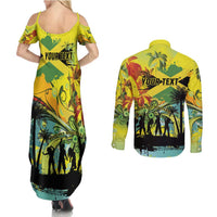 Personalized Jamaica Sleng Teng Riddim Couples Matching Summer Maxi Dress and Long Sleeve Button Shirt Booyaka Booyaka - Wonder Print Shop