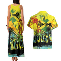 Personalized Jamaica Sleng Teng Riddim Couples Matching Tank Maxi Dress and Hawaiian Shirt Booyaka Booyaka - Wonder Print Shop