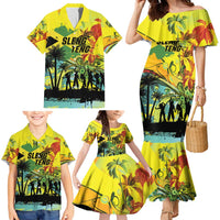 Personalized Jamaica Sleng Teng Riddim Family Matching Mermaid Dress and Hawaiian Shirt Booyaka Booyaka - Wonder Print Shop