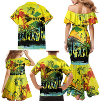Personalized Jamaica Sleng Teng Riddim Family Matching Mermaid Dress and Hawaiian Shirt Booyaka Booyaka - Wonder Print Shop