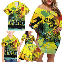 Personalized Jamaica Sleng Teng Riddim Family Matching Off Shoulder Short Dress and Hawaiian Shirt Booyaka Booyaka - Wonder Print Shop