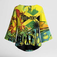 Personalized Jamaica Sleng Teng Riddim Kimono Sleeve Blouse Booyaka Booyaka - Wonder Print Shop
