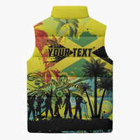 Personalized Jamaica Sleng Teng Riddim Sleeveless Puffer Jacket Booyaka Booyaka - Wonder Print Shop