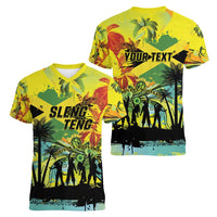 Personalized Jamaica Sleng Teng Riddim Women V-Neck T-Shirt Booyaka Booyaka - Wonder Print Shop