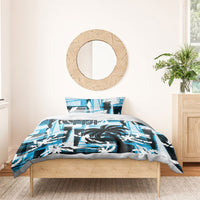 Fijian Rugby Bedding Set Grunge Palm Stylized