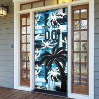 Custom Fijian Rugby Door Cover Grunge Palm Stylized