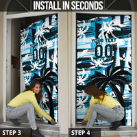 Custom Fijian Rugby Door Cover Grunge Palm Stylized