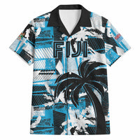 Custom Fijian Rugby Hawaiian Shirt Grunge Palm Stylized