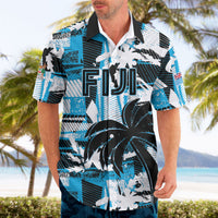 Custom Fijian Rugby Hawaiian Shirt Grunge Palm Stylized