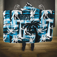 Fijian Rugby Hooded Blanket Grunge Palm Stylized