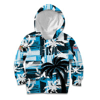 Custom Fijian Rugby Kid Hoodie Grunge Palm Stylized