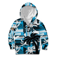Custom Fijian Rugby Kid Hoodie Grunge Palm Stylized