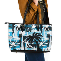 Fijian Rugby Leather Tote Bag Grunge Palm Stylized