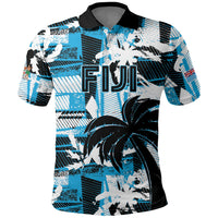 Custom Fijian Rugby Polo Shirt Grunge Palm Stylized