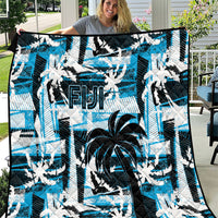Fijian Rugby Quilt Grunge Palm Stylized
