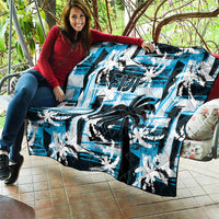 Fijian Rugby Quilt Grunge Palm Stylized