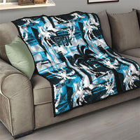 Fijian Rugby Quilt Grunge Palm Stylized