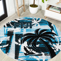 Fijian Rugby Round Carpet Grunge Palm Stylized