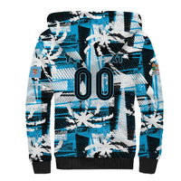 Custom Fijian Rugby Sherpa Hoodie Grunge Palm Stylized