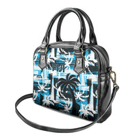 Fijian Rugby Shoulder Handbag Grunge Palm Stylized