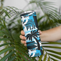 Custom Fijian Rugby Skinny Tumbler Grunge Palm Stylized