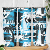 Custom Fijian Rugby Skinny Tumbler Grunge Palm Stylized