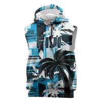 Custom Fijian Rugby Sleeveless Hoodie Grunge Palm Stylized