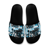Fijian Rugby Slide Sandals Grunge Palm Stylized