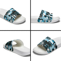Fijian Rugby Slide Sandals Grunge Palm Stylized