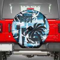 Fijian Rugby Spare Tire Cover Grunge Palm Stylized
