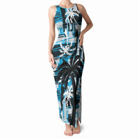 Custom Fijian Rugby Tank Maxi Dress Grunge Palm Stylized