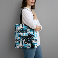 Fijian Rugby Tote Bag Grunge Palm Stylized