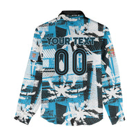 Custom Fijian Rugby Women Casual Shirt Grunge Palm Stylized