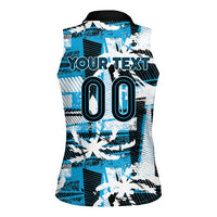 Custom Fijian Rugby Women Sleeveless Polo Shirt Grunge Palm Stylized