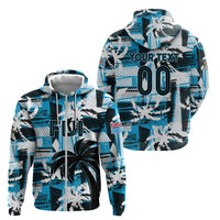 Custom Fijian Rugby Zip Hoodie Grunge Palm Stylized