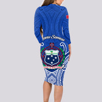 Samoa Rugby Long Sleeve Bodycon Dress Manu Samoa Go 2023 World Cup - Wonder Print Shop