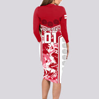 Custom England Rugby Long Sleeve Bodycon Dress The Red Rose Come On 2023 World Cup - Wonder Print Shop