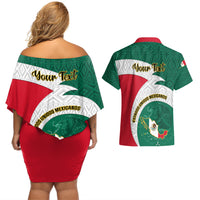 Personalised Mexico Independence Day Couples Matching Off Shoulder Short Dress and Hawaiian Shirt Mexican Aztec Pattern - Wonder Print Shop