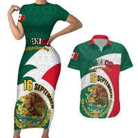Personalised Mexico Independence Day Couples Matching Short Sleeve Bodycon Dress and Hawaiian Shirt Mexican Aztec Pattern - Wonder Print Shop