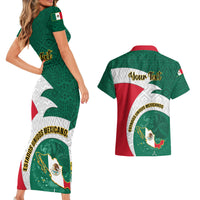 Personalised Mexico Independence Day Couples Matching Short Sleeve Bodycon Dress and Hawaiian Shirt Mexican Aztec Pattern - Wonder Print Shop