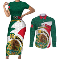 Personalised Mexico Independence Day Couples Matching Short Sleeve Bodycon Dress and Long Sleeve Button Shirts Mexican Aztec Pattern - Wonder Print Shop