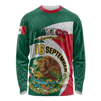 Personalised Mexico Independence Day Long Sleeve Shirt Mexican Aztec Pattern LT01